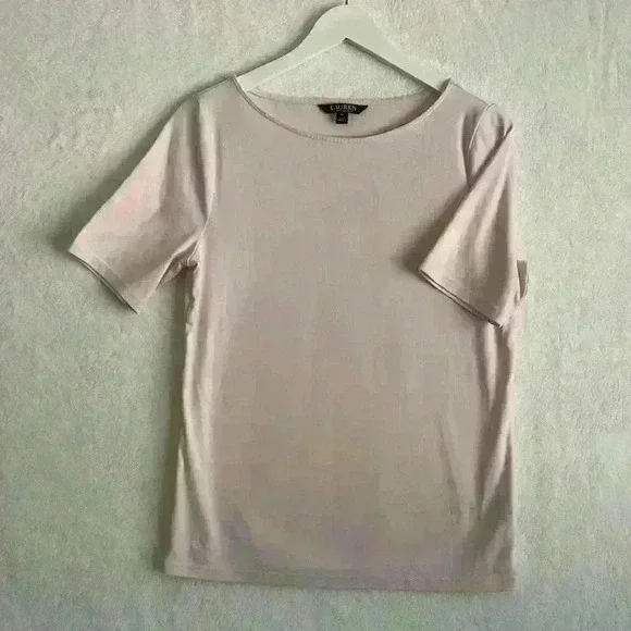 Lauren Ralph Lauren basic T shirt round neck pale pink SIZE XL - Picture 1 of 9